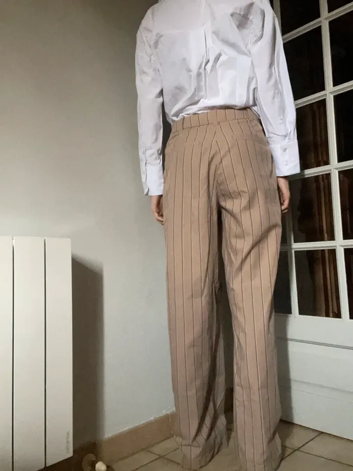 Pantalon de costume beige rayé Pimkie - photo numéro 3