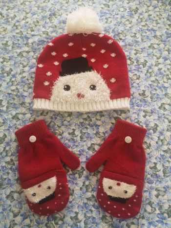 Bonnet et gant bonhomme de neige