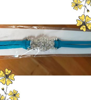 Bracelet simili cuir turquoise avec œil en strass – Neuf & scintillant