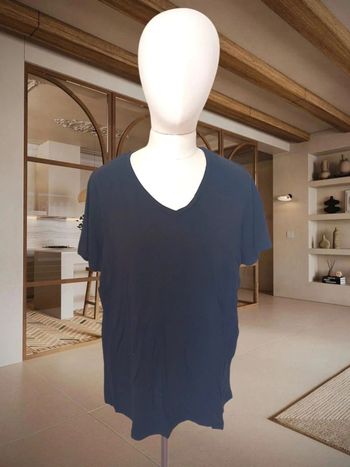 🇫🇷 T-shirt col V bleu marine – Gémo – Taille L – Très bon état