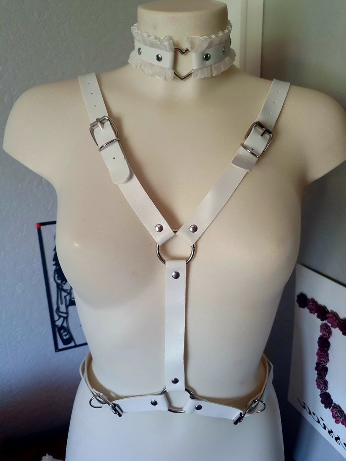 Ceinture de corps blanche ailes festival bondage costume - photo numéro 2