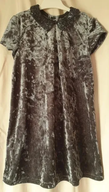 Robe velours gris bleu 5 ans
