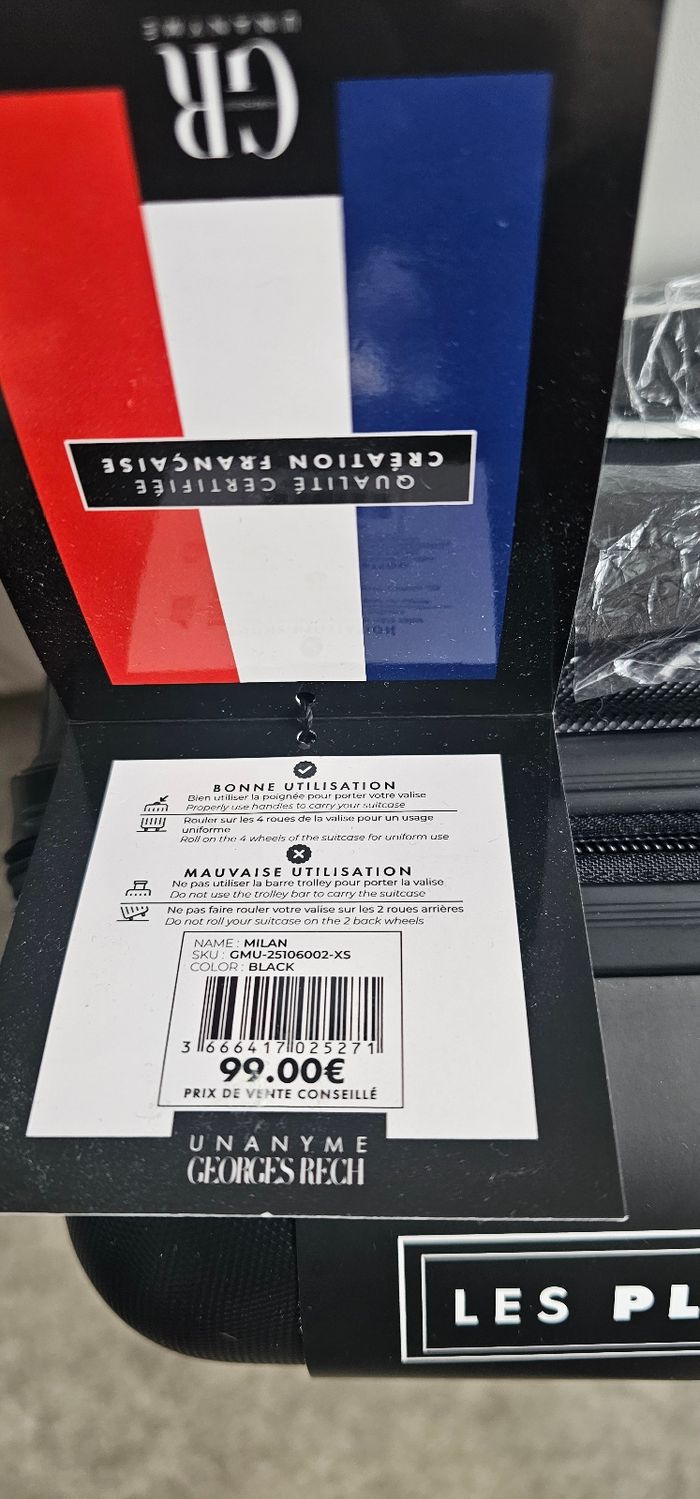Valise cabine noire rigide neuve 8 roues 360° – Georges Rech - photo numéro 4