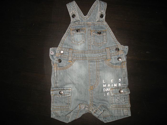 SALOPETTE COURTE EN JEAN BÉBÉ GARÇON "TISSAIA BY LECLERC" - 3 MOIS - n°01