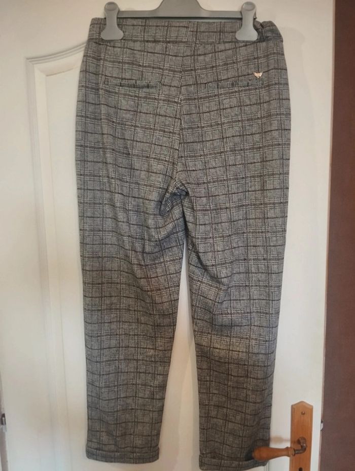 Neuf Pantalon taille élastique gris à carreaux taille M les petites bombes LPB - photo numéro 2
