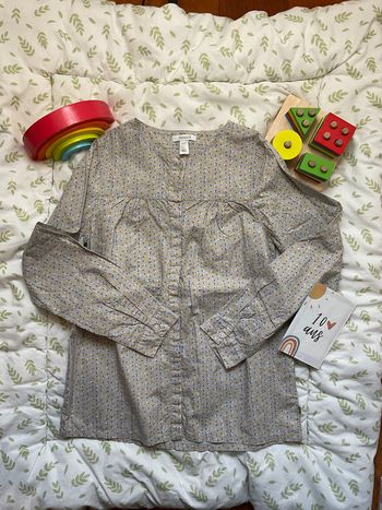 chemise manches longues gris motifs fleurs 10 ans okaidi