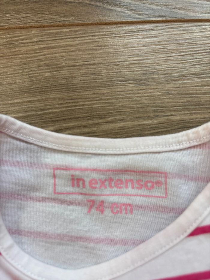 Ensemble marinière rose et blanche avec salopette robe rose en 12 mois - photo numéro 5