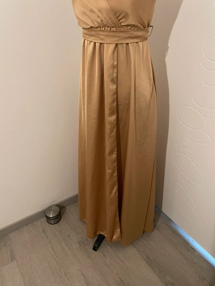 Magnifique robe de cérémonie satinée, couleur champagne - Taille 38 - photo numéro 3