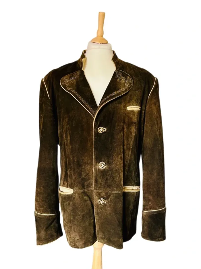 🍁 Veste daim autrichienne vintage Trachten 54/XL Cottagecore Oktoberfest Austrian leather jacket🍁 - photo numéro 10