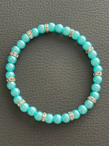Bracelet turquoise et argenté en perles taille unique
