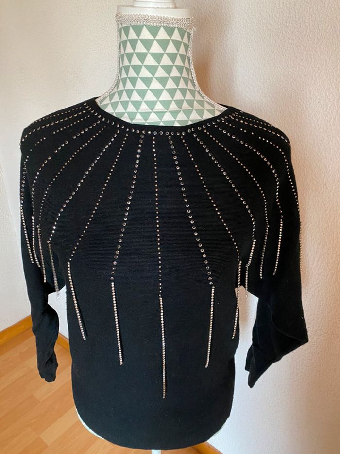 Pull strass noir