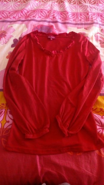 Tee-shirt rouge manches bouffantes La city