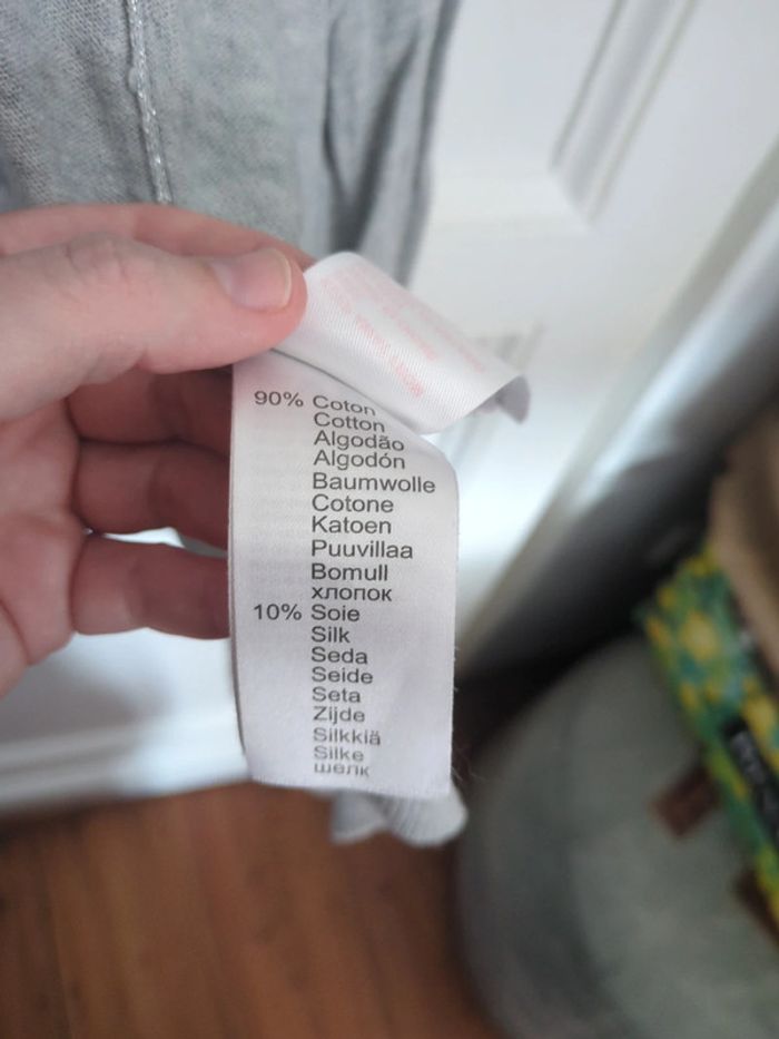 Gilet long gris argent colline grossesse maternité 42-44 coton soie - photo numéro 5