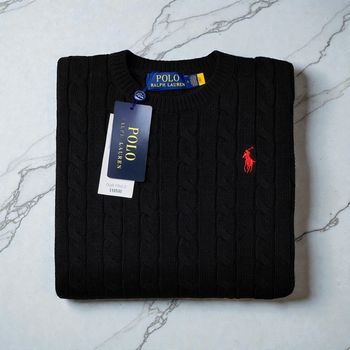 Col rond torsadé RALPH LAUREN - Taille L - Couleur Noir - NEUF