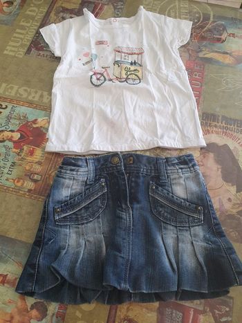 Ensemble mini-jupe jean TAO 4 ans