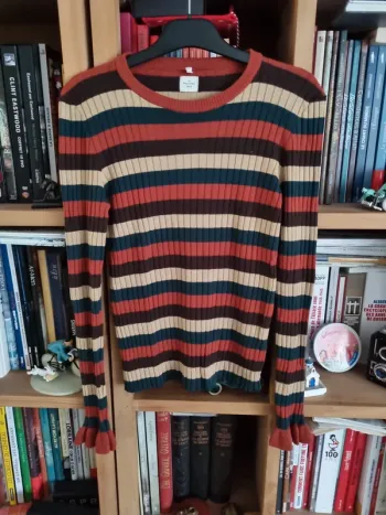 Pull cotelé et rayé "au printemps Paris"