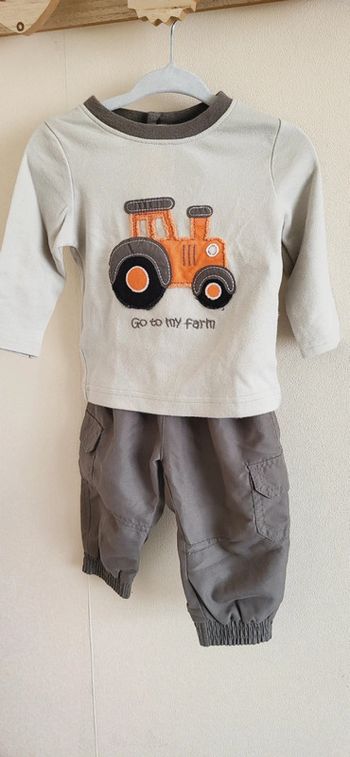 Ensemble kaki tracteur 6 mois