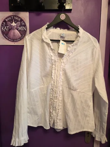 Joli chemisier stretch blanc T46 M&S Mode