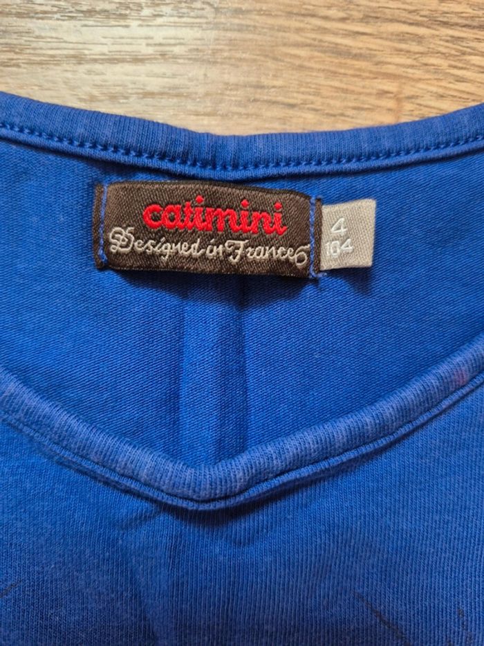 Tee-shirt manche courte été bleu electrique avec oiseau catimini - photo numéro 5