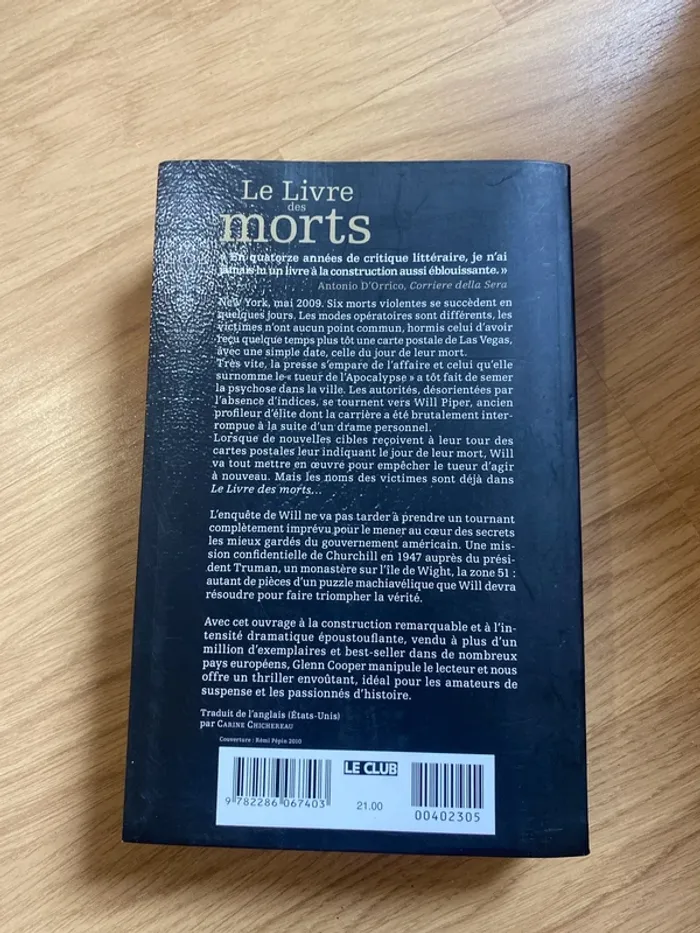 Le livre des morts Glenn Cooper - photo numéro 2