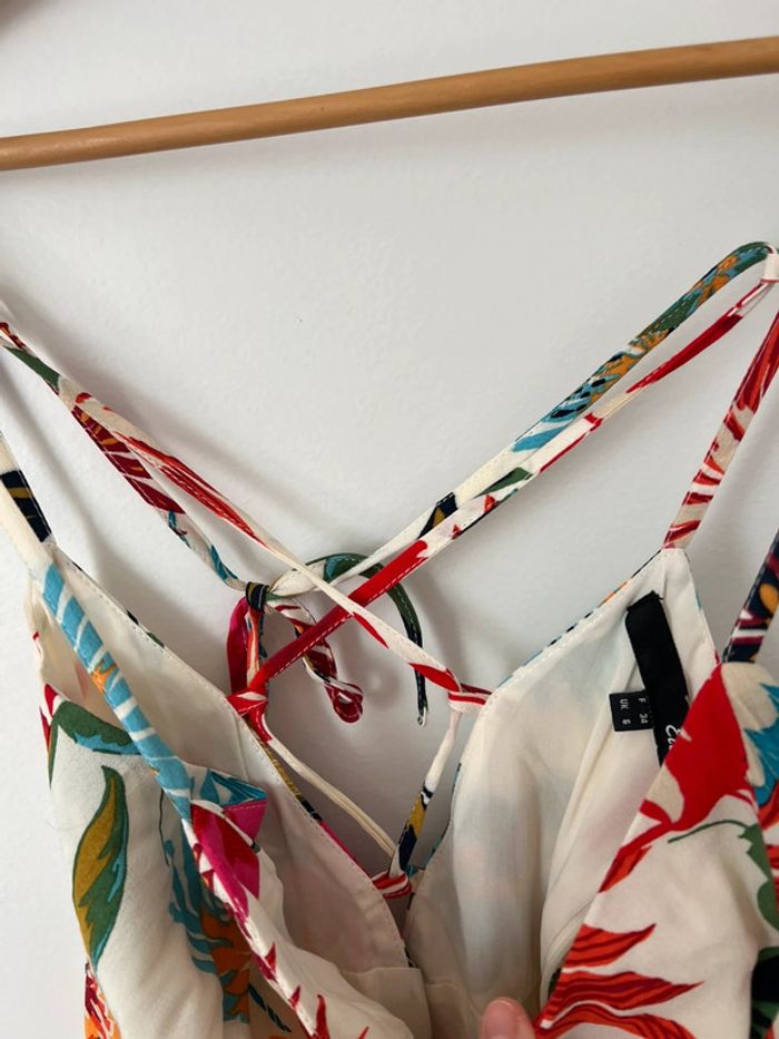 Robe d’été tropicale Etam XS doublée et nouée dans le dos - photo numéro 6