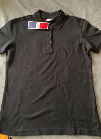 Polo femme noir S manches courtes