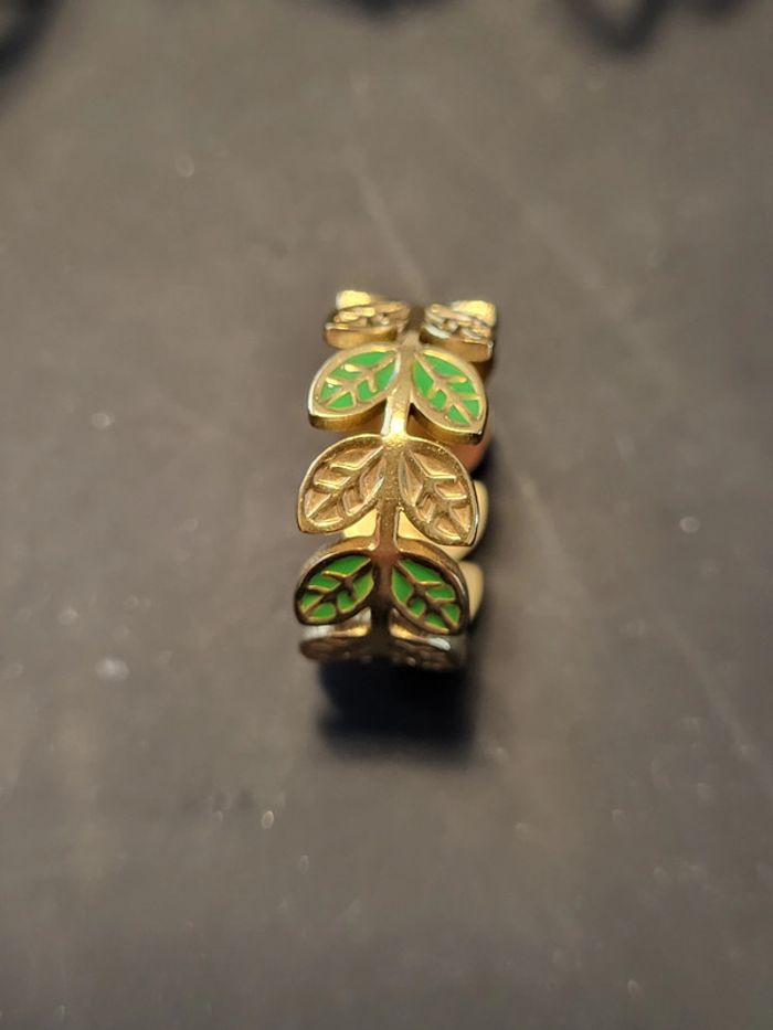 Bague acier inoxydable feuilles dorée ajustable - photo numéro 3
