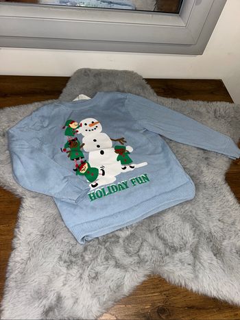 Pull de Noël bleu bonhomme de neige - 5/6 ans - H&M