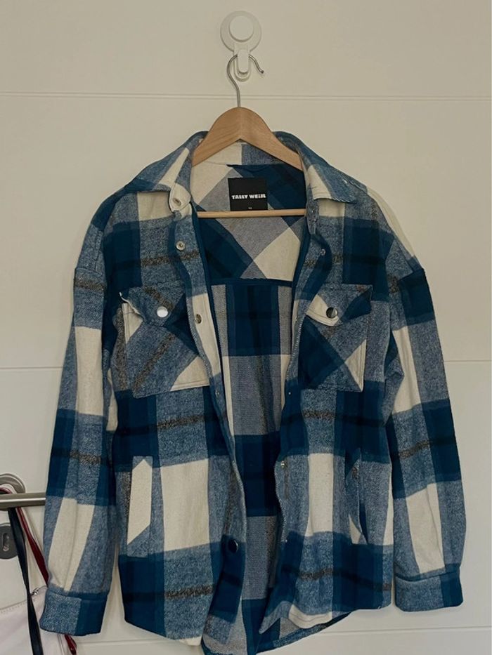 Chemise à carreaux bleu et blanche manches longues - photo numéro 2