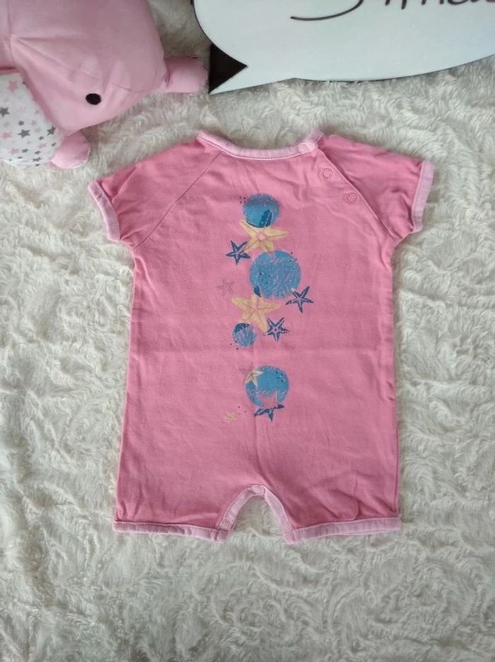 Barboteuse Combinaison été Combishort Fille 3 mois Étoile de mer 100% coton Carrefour - photo numéro 2
