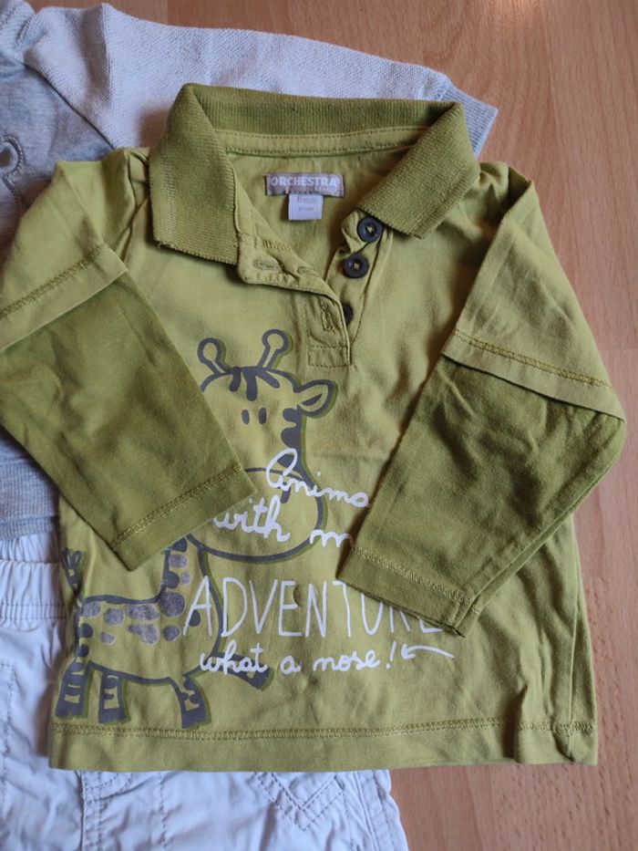 Lot ensemble pantalon t-shirt manches longues sweat zippé à capuche en 6M - photo numéro 3