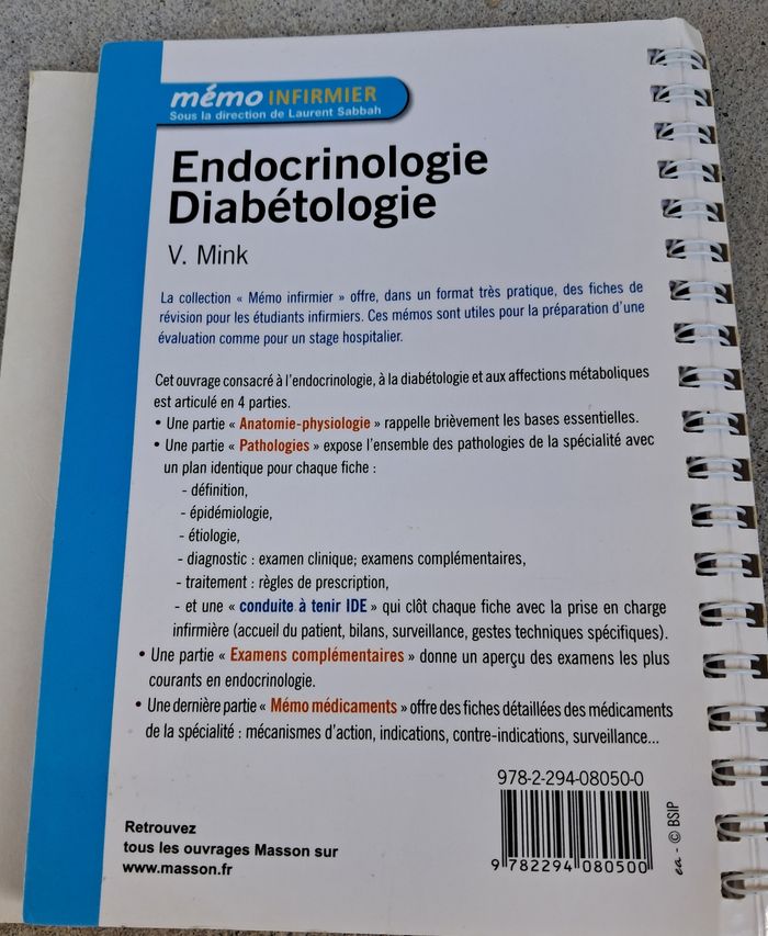 Livre infirmier endocrinologie diabetologie - photo numéro 2