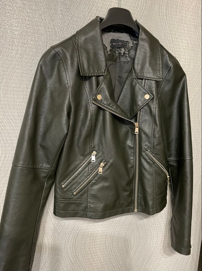 Veste Similicuir ONLY Femme taille 40 Kaki - photo numéro 3