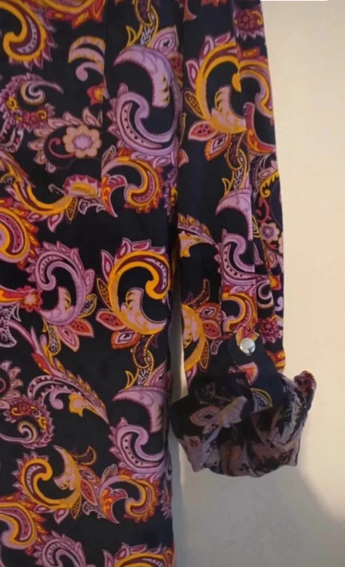 Robe cachemire violet jaune Anna Karel t38 neuve - photo numéro 4