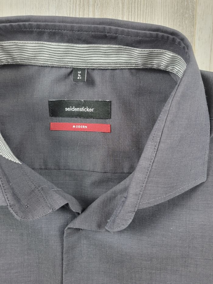 Chemise Seidensticker Modern Fit grise anthracite – facile à repasser – taille L - photo numéro 2