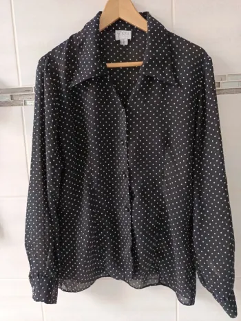 Chemise 123 t.42 noir pois blanc