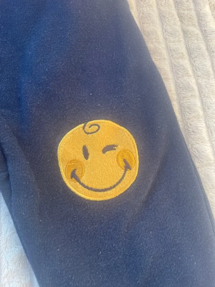 Jogging bleu marine bébé garçon 18 mois – Smiley Baby brodé - photo numéro 2