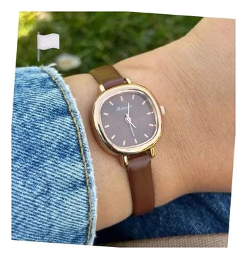 Montre vintage marron cuir femme style rétro chic