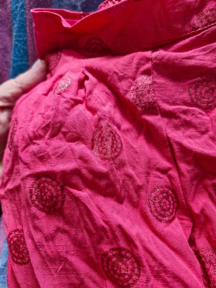 Superbe pantalon taille réglable rose rosaces brillantes - photo numéro 4