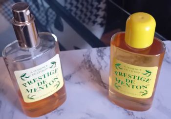 Ensemble vintage Prestige de Menton flacon splash neuf et flacon vaporisateur Eau de Toilette citron 🍋 