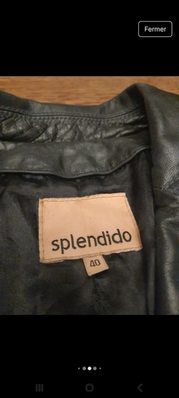 Blazer noir en cuir vintage Splendido taille 40 - photo numéro 11