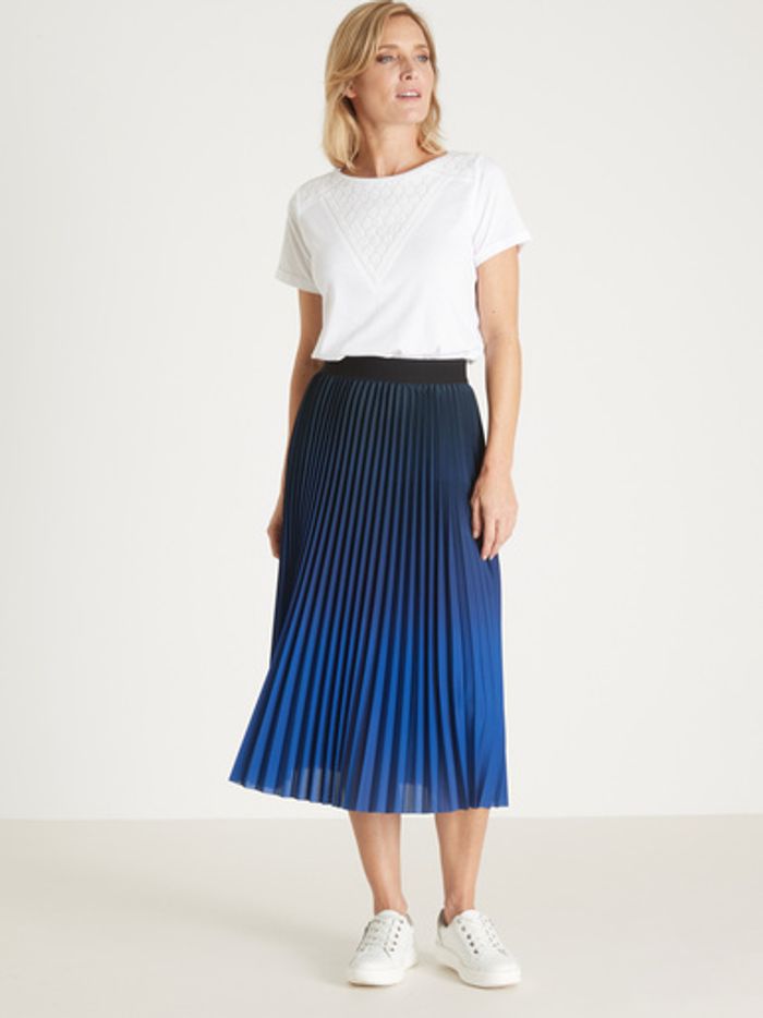 Jupe plissée soleil - entièrement élastiquée - Daxon - taille 48 - coloris bleu - photo numéro 3