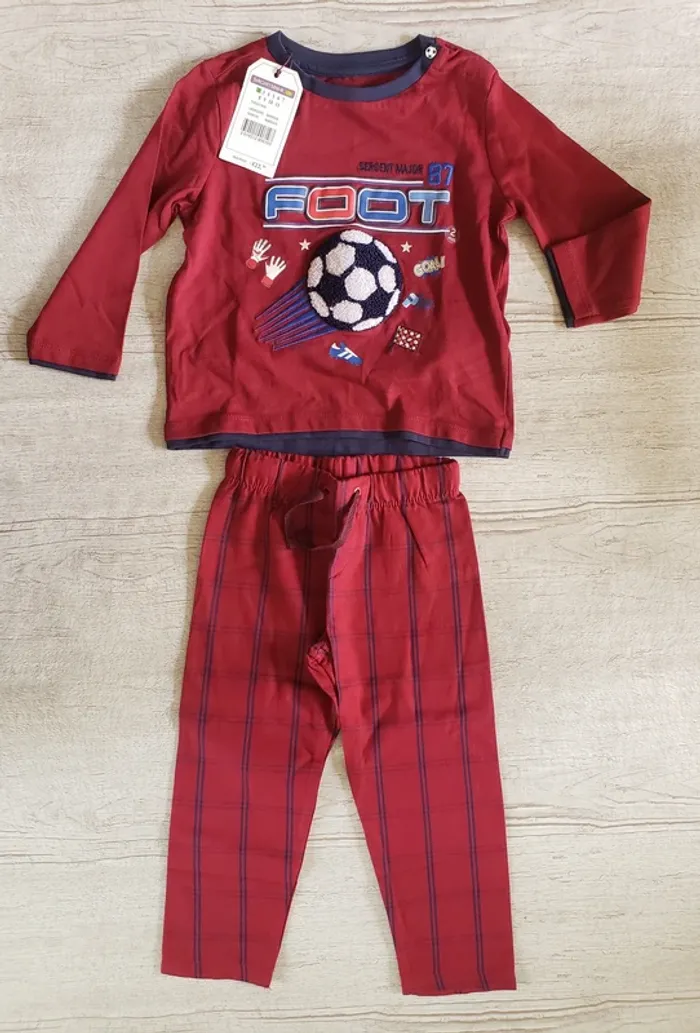 Pyjama Sergent major garçon 2 ans bordeaux