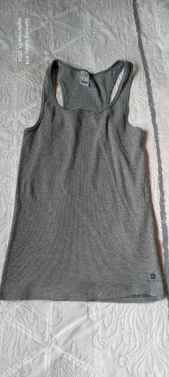 Débardeur de sport maille côtelée domyos gris femme M décathlon