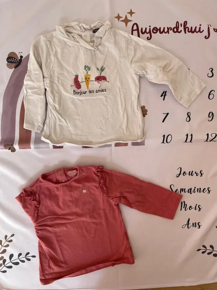 Lot de 2 t-shirts manches longues – Kiabi – Taille 18 mois