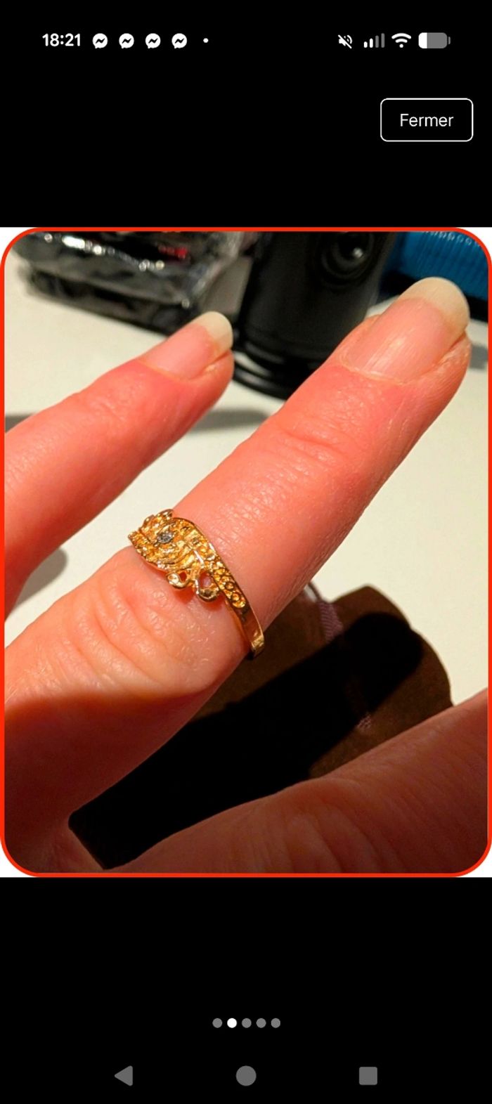 Bague en Titane dorée – Style bohème / vintage – Neuve - photo numéro 2