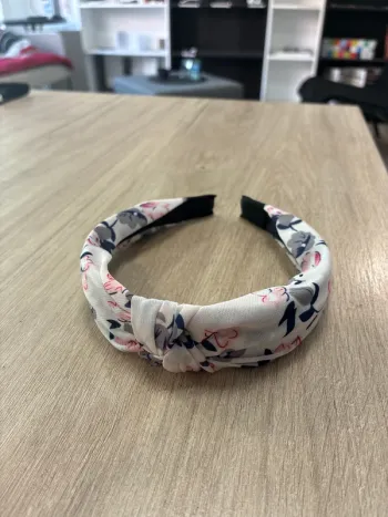 Serre tête avec fleurs rose et gris Neuf