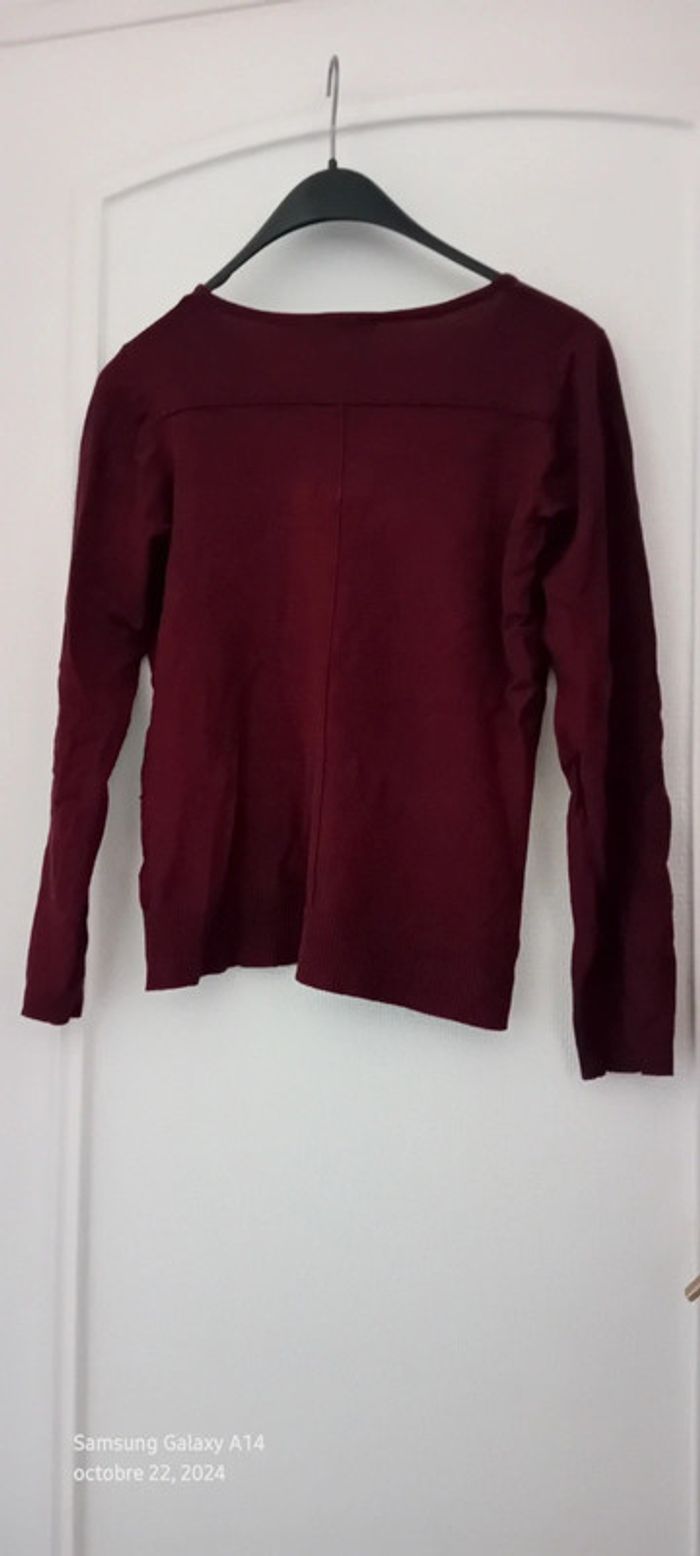 Pull court col V avec poches bordeaux femme taille 38/40 DDP - photo numéro 4
