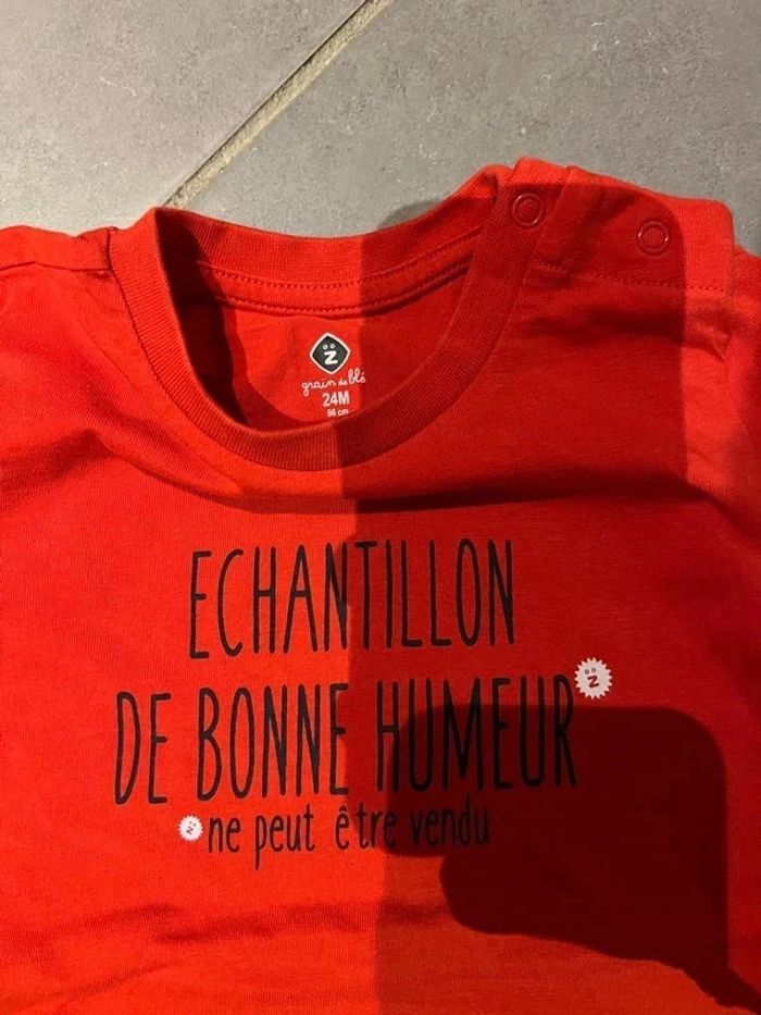 T shirt - Manches longues - Z - Échantillon de bonne humeur - Rouge - 24 mois - photo numéro 2