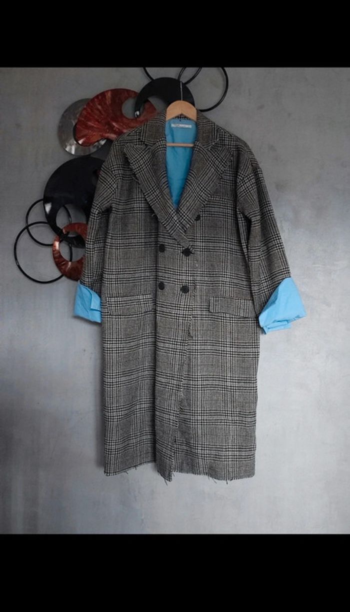Manteau tartan gris manches chemise Souvenir - photo numéro 2